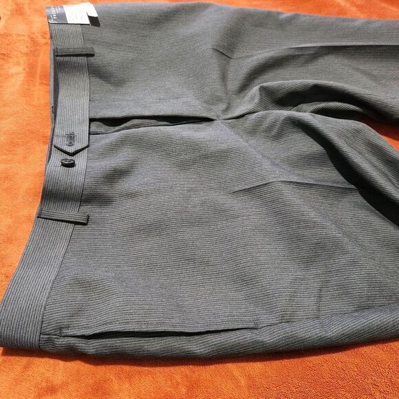 Pronto Uomo Dress Pants For Men Size 36x32 Black Striped Flat Front - Picture 8 of 10
